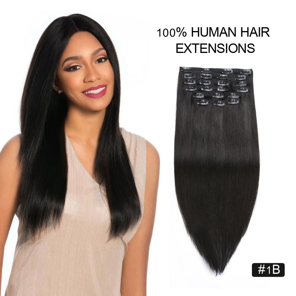 Clip In Hair Extensions Brazilian Virgin Human Hair Straight