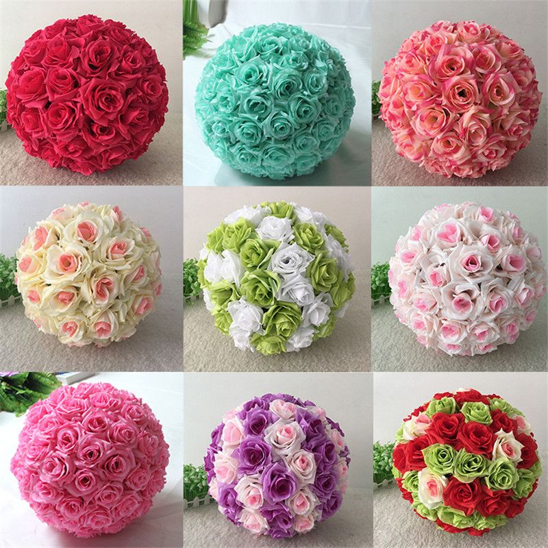10 PCS HOT SELL Colorful High Quality 15~40CM Rose Pomander Flower Kissing Ball 