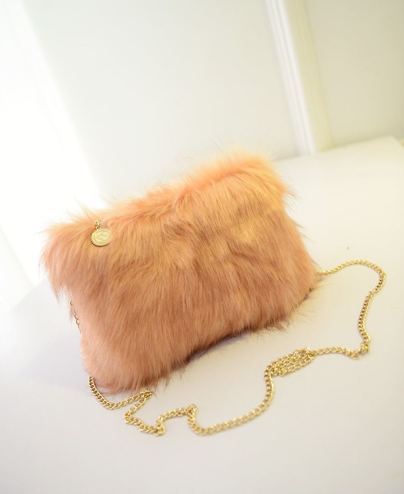 black faux fur handbag