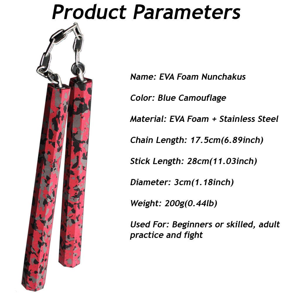 Camouflage EVA Foam Nunchakus Bruce Lee Martial Arts Nunchucks Practice Kung Fu 