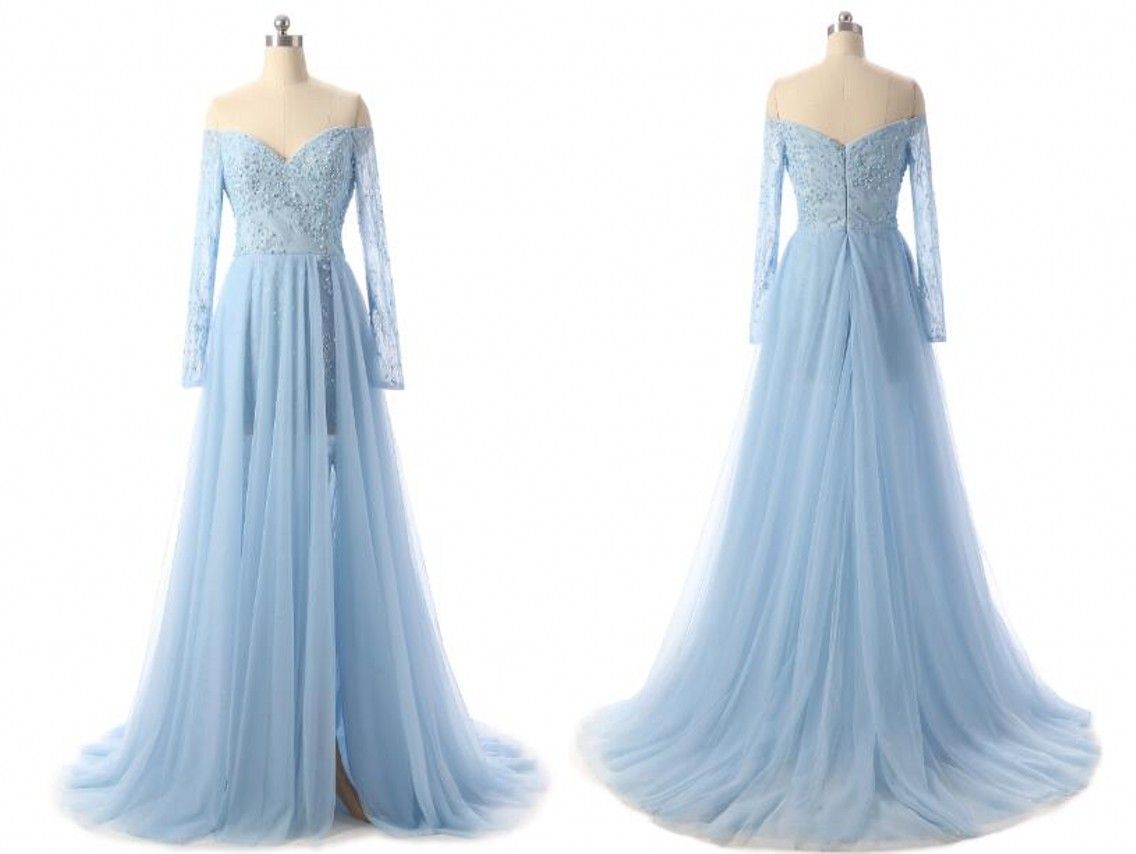 light blue evening gown