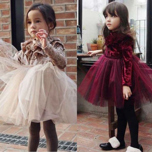 girls long sleeve velvet dress