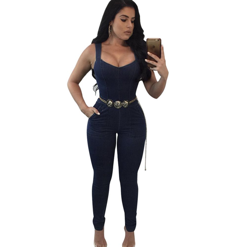 sexy slim thin jeans wide leg jumpsuit