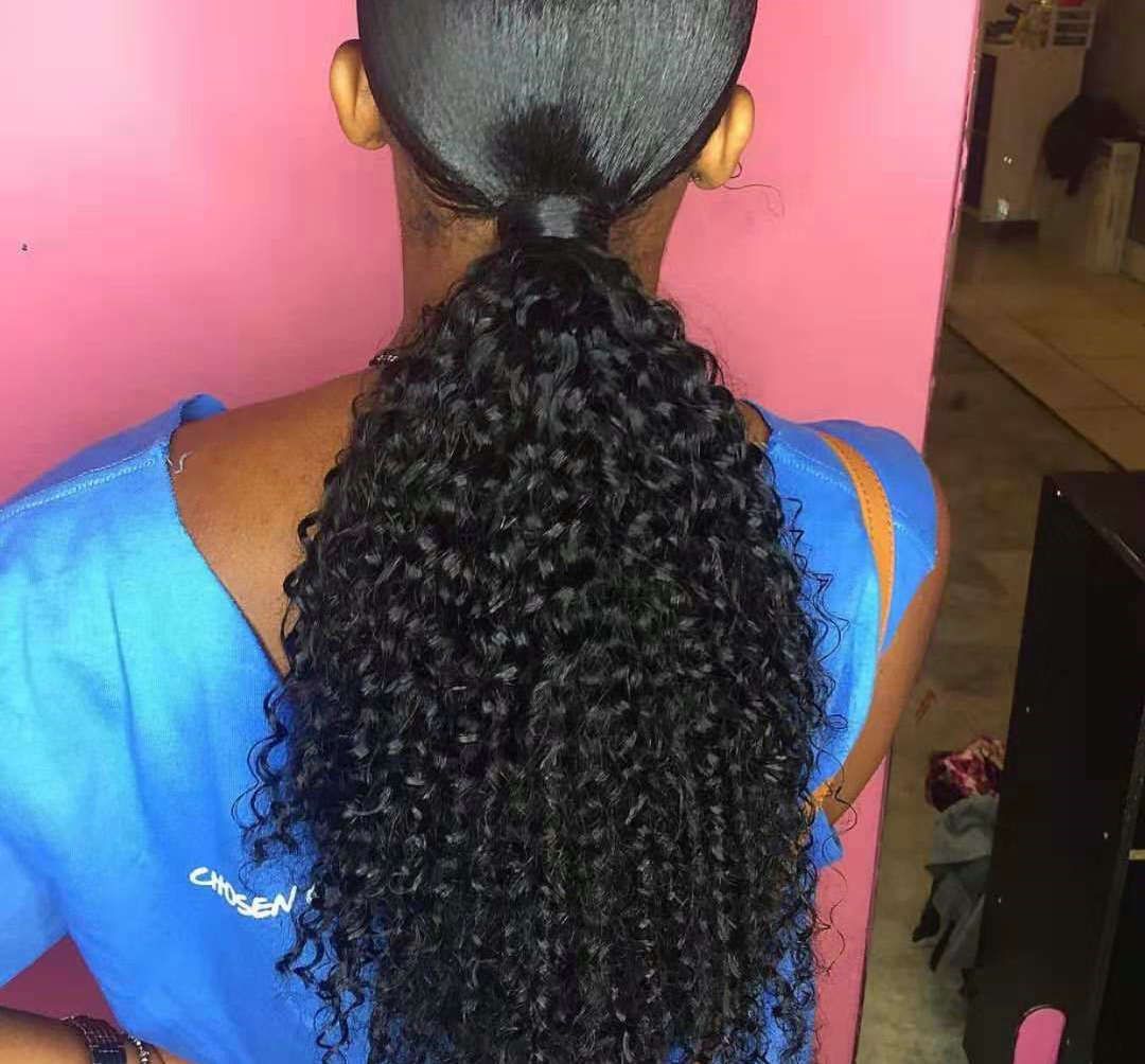 Acheter 140g Noir Queue De Cheval Coiffure Afro Crepus Boucles