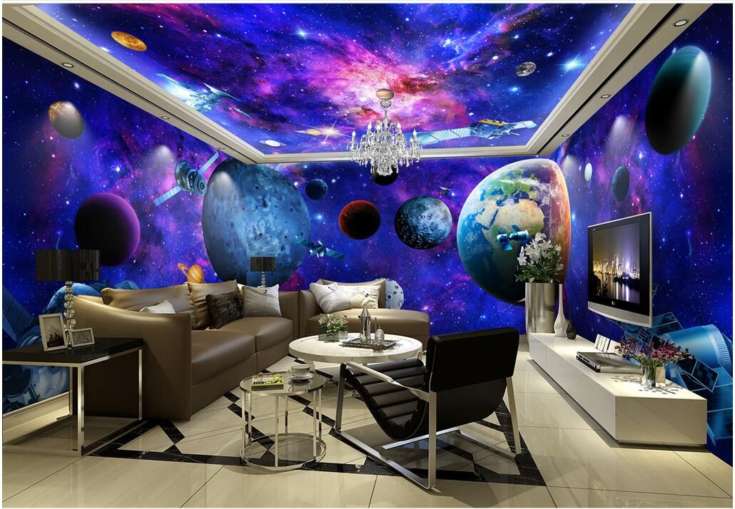 3d Wallpaper Cloth Custom Photo Cosmic Galaxy Earth Theme Space