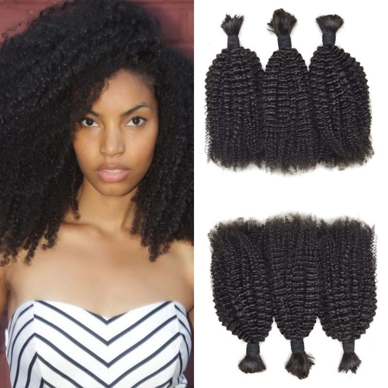 100 Natural Human 3 Bundles Afro Kinky Curly Hair Extensions Bulk