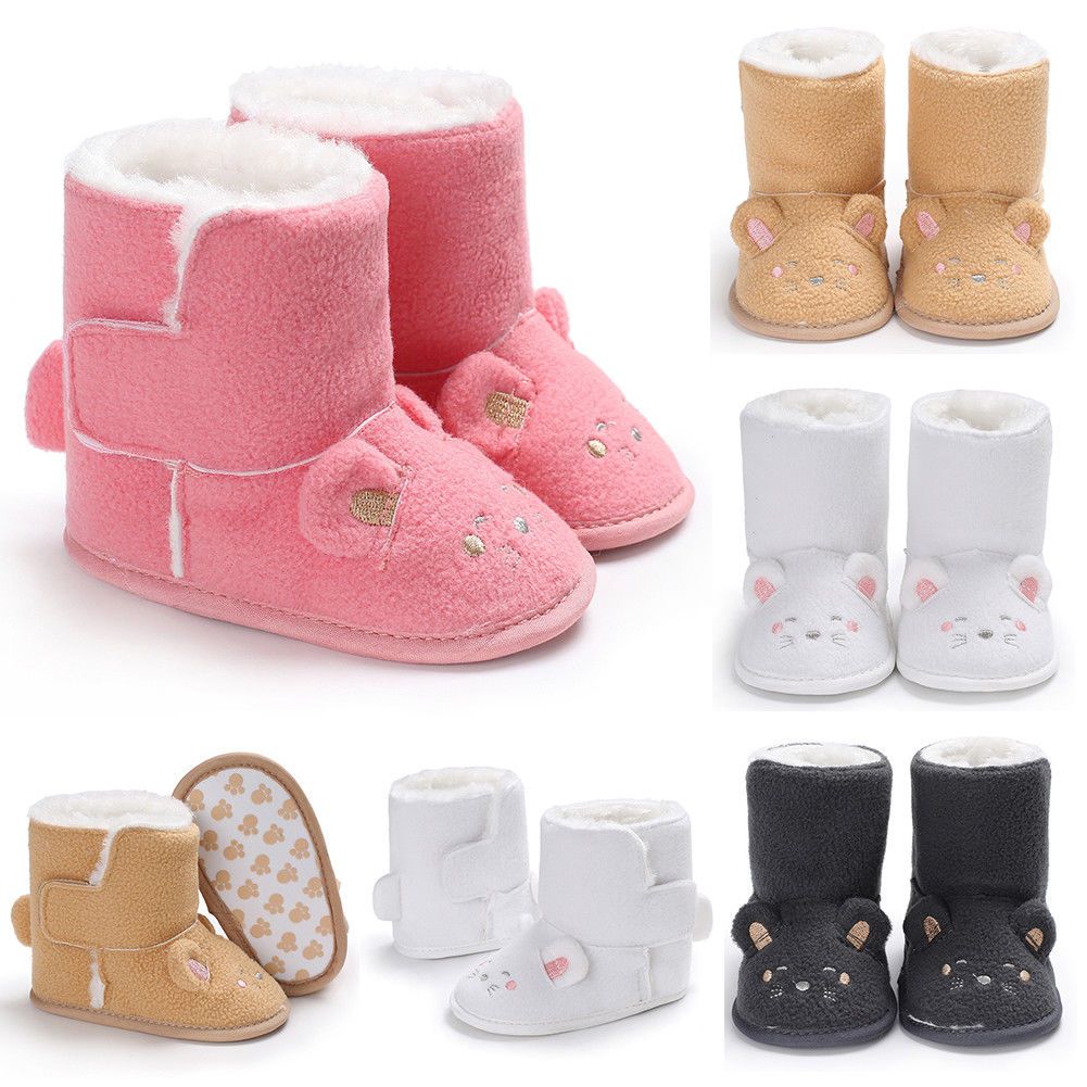 Newborn Baby Infant Toddler Crib Shoes Boy Girls Cute Warm Soft Sole Shoes Socks