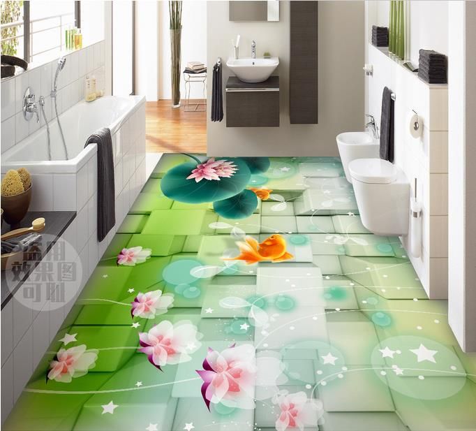 3d Wall Murals Wallpaper Fresh Lotus Leaf Floor