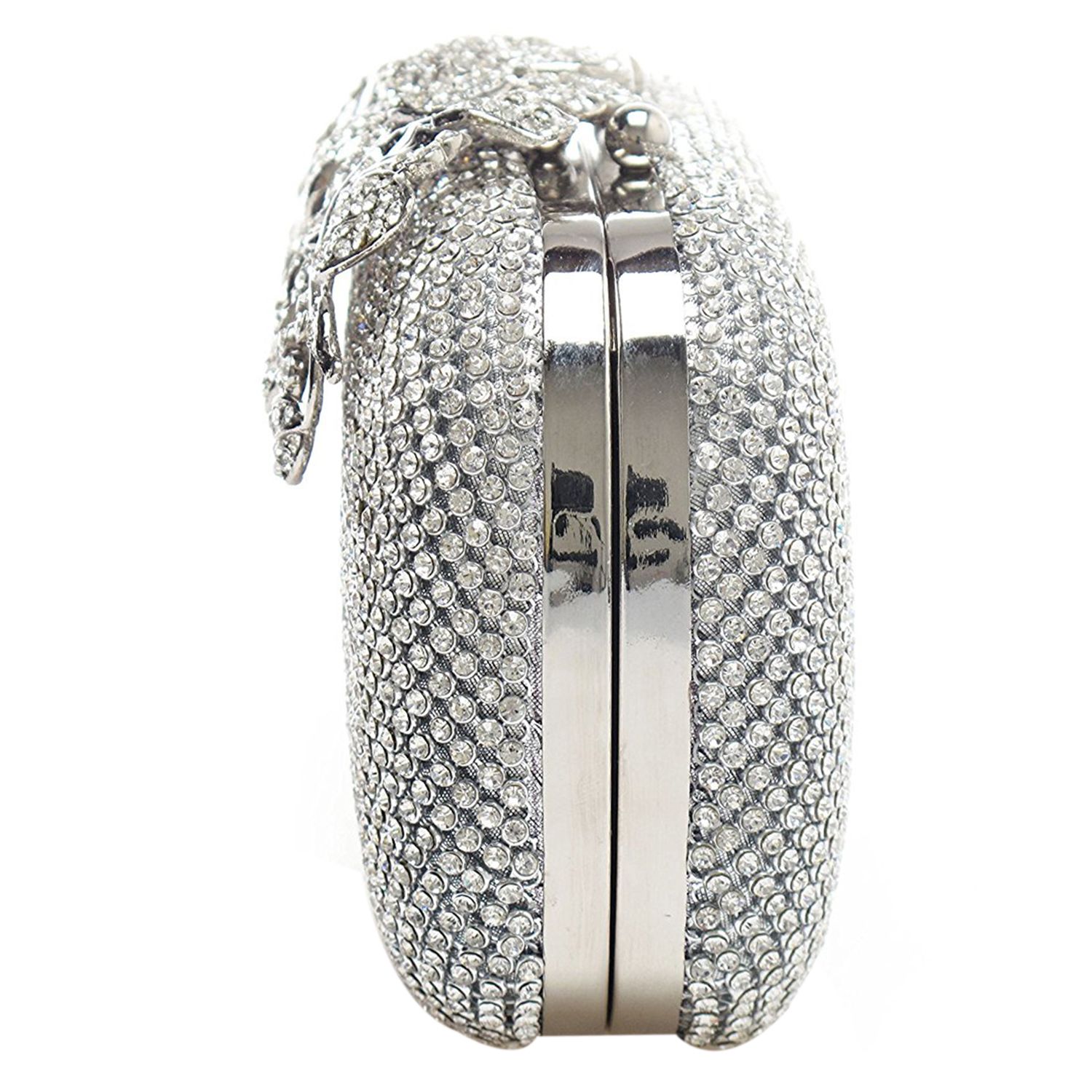 silver diamante clutch