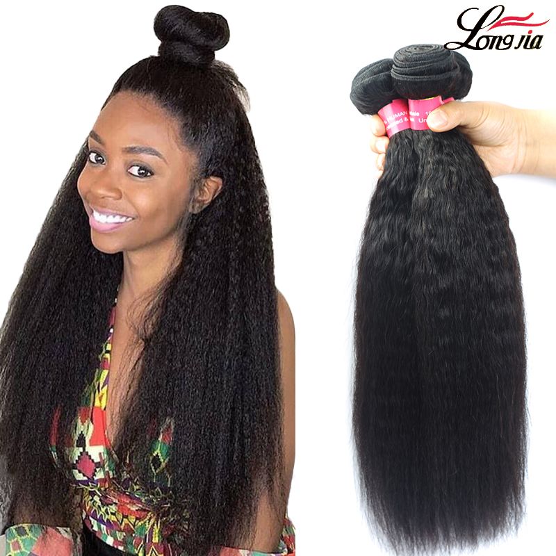 Cheap Brazilian Kinky Straight Human Hair Bundles Yaki Straight