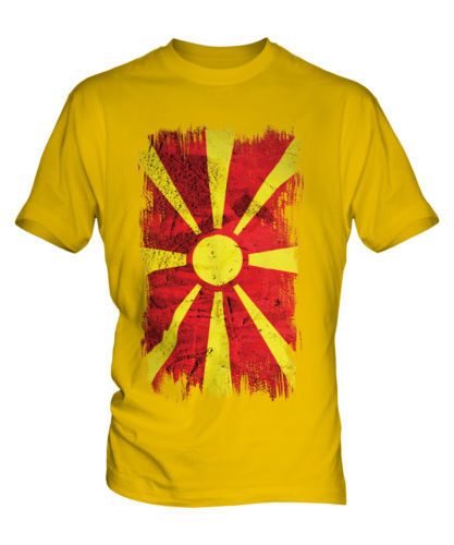 MACEDONIA GRUNGE FLAG MENS T-SHIRT TEE TOP MAKEDONIJA FOOTBALL MACEDONIAN SHIRT