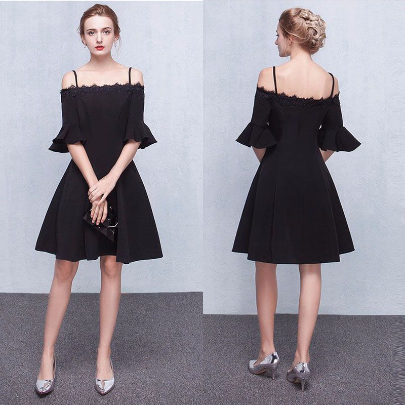 black off the shoulder cocktail dress
