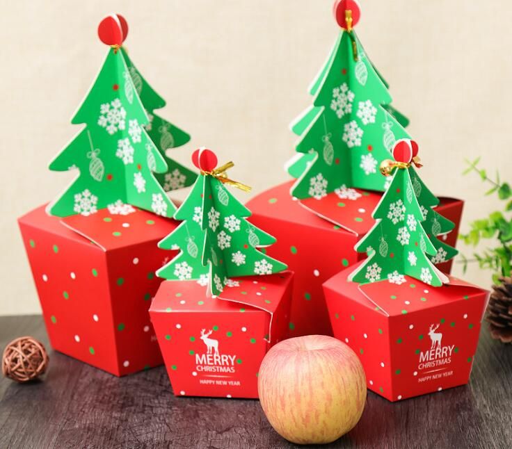 Árvore de Natal Criativa Forma Caixa de Maçã Biscoito Caixas de Bombons  Véspera de Natal Decoração