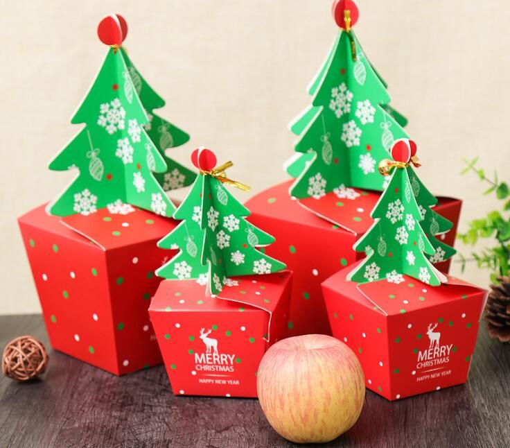 Árvore de Natal Criativa Forma Caixa de Maçã Biscoito Caixas de Bombons Véspera de Natal Decoração Árvore de Natal Criativa Forma Caixa de Maçã Biscoito Caixas de Bombons Véspera de Natal Decoração