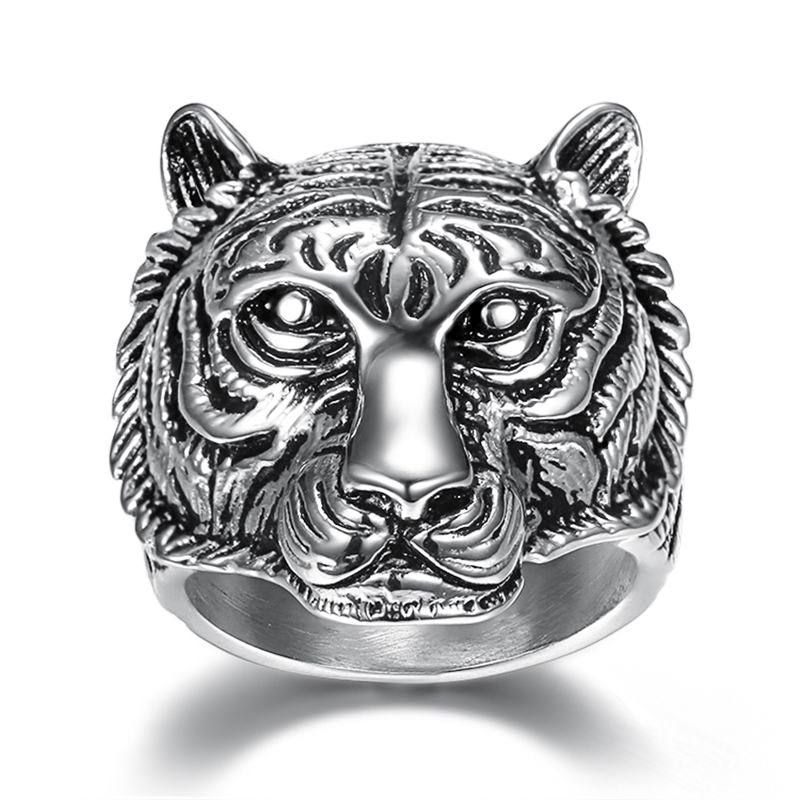 Lujoyce Tiger Head Stainless Steel Ring Titanium Mens Jewlry High 