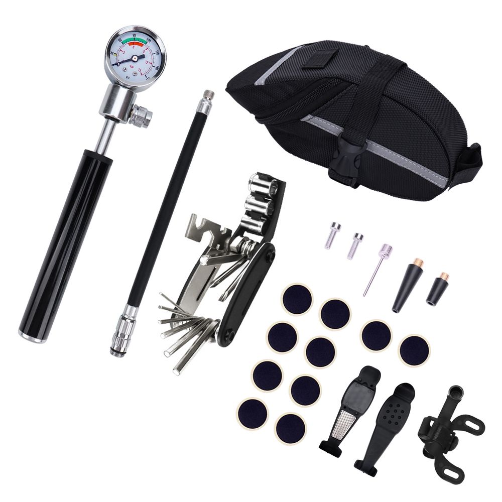 Road Bicycle Bike Tyre Repair Kit Tools Bag With Multi-function Tool Portable
