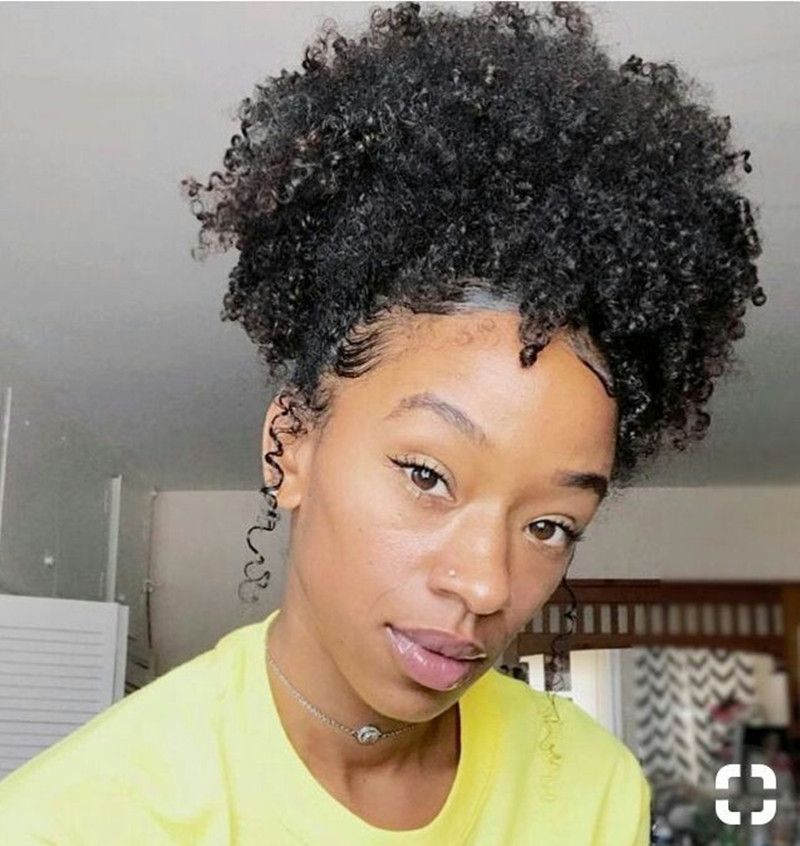 Short High ponytail Human Hair clip in afro kinky curly human hair  drawstring ponytail hair extension for black women 120g