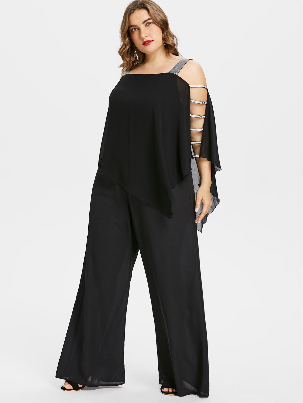 plus size jumpsuit with skirt overlay