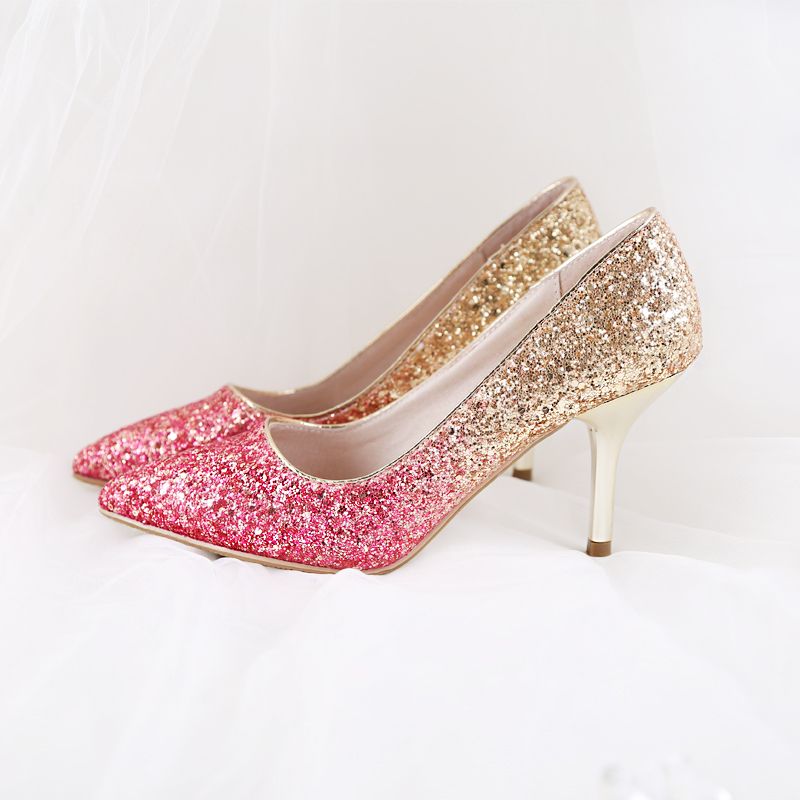red and gold wedding shoes