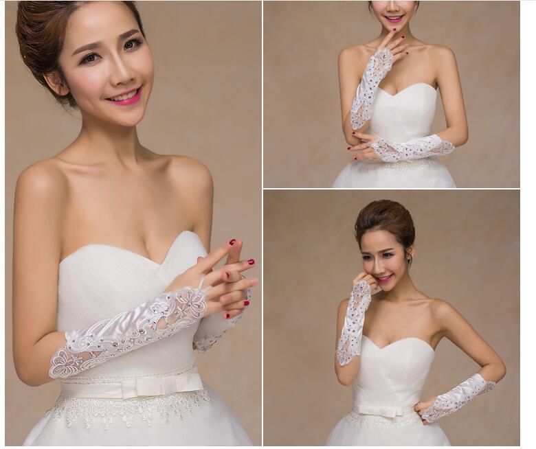white bridal gloves