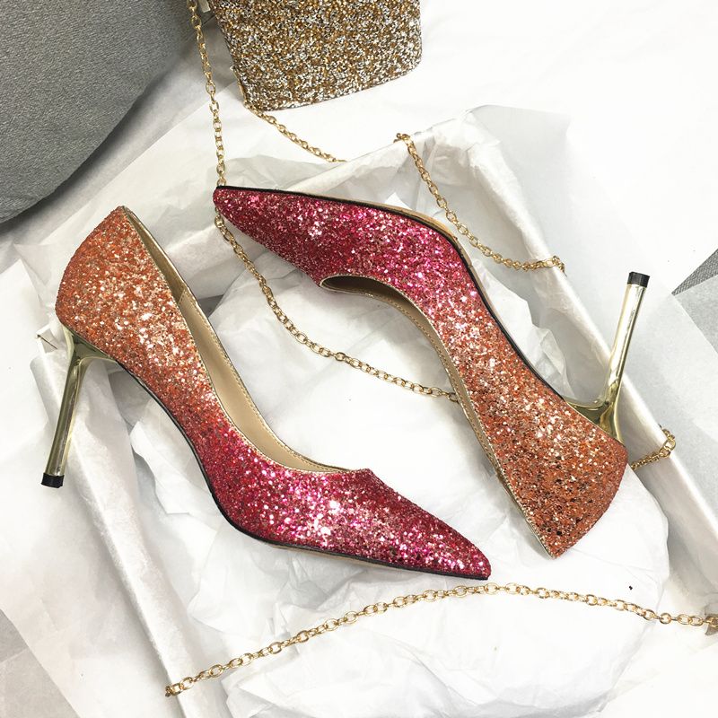 miércoles molino magia Color de degradado Zapatos elegantes Mujer 2018 Tacones de brillo de  primavera Zapatos de tacón alto