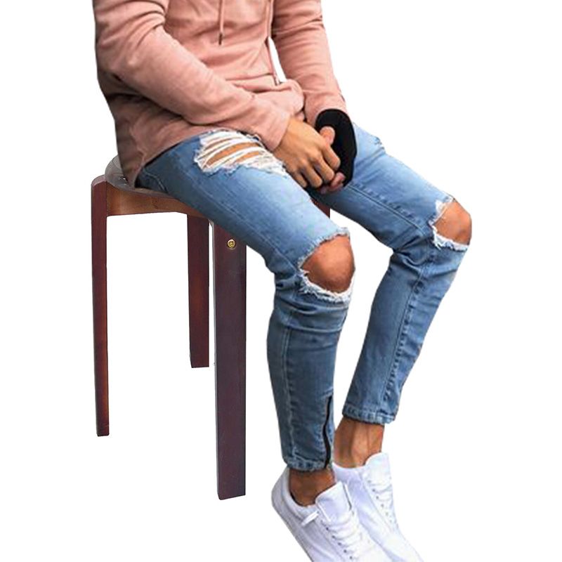 Compra Moda Jeans Moda Vintage Casual Roto Agujero Roto Denim Joggers  Pantalones Blue Jogger Dañado Pantalones Barato | Entrega Rápida Y Calidad  | Es.Dhgate
