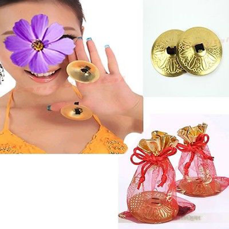 Happy Will 4 Pcs Alloy Belly Dance Finger Cymbals Finger Zills with Stylus