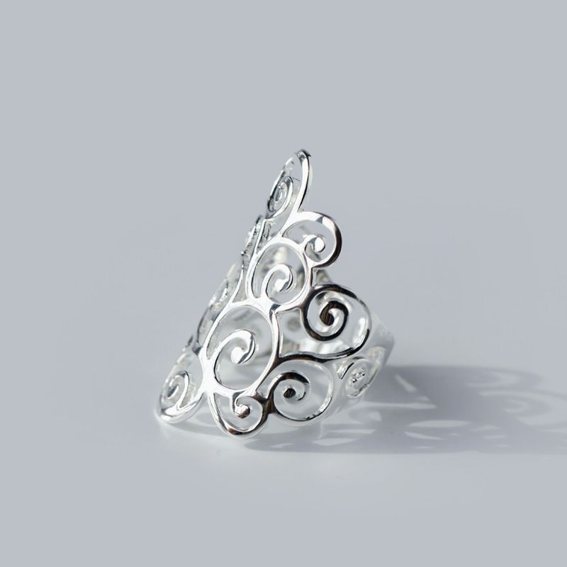 925 Sterling Silver Filigree Design Thumb Ring Size 7-13