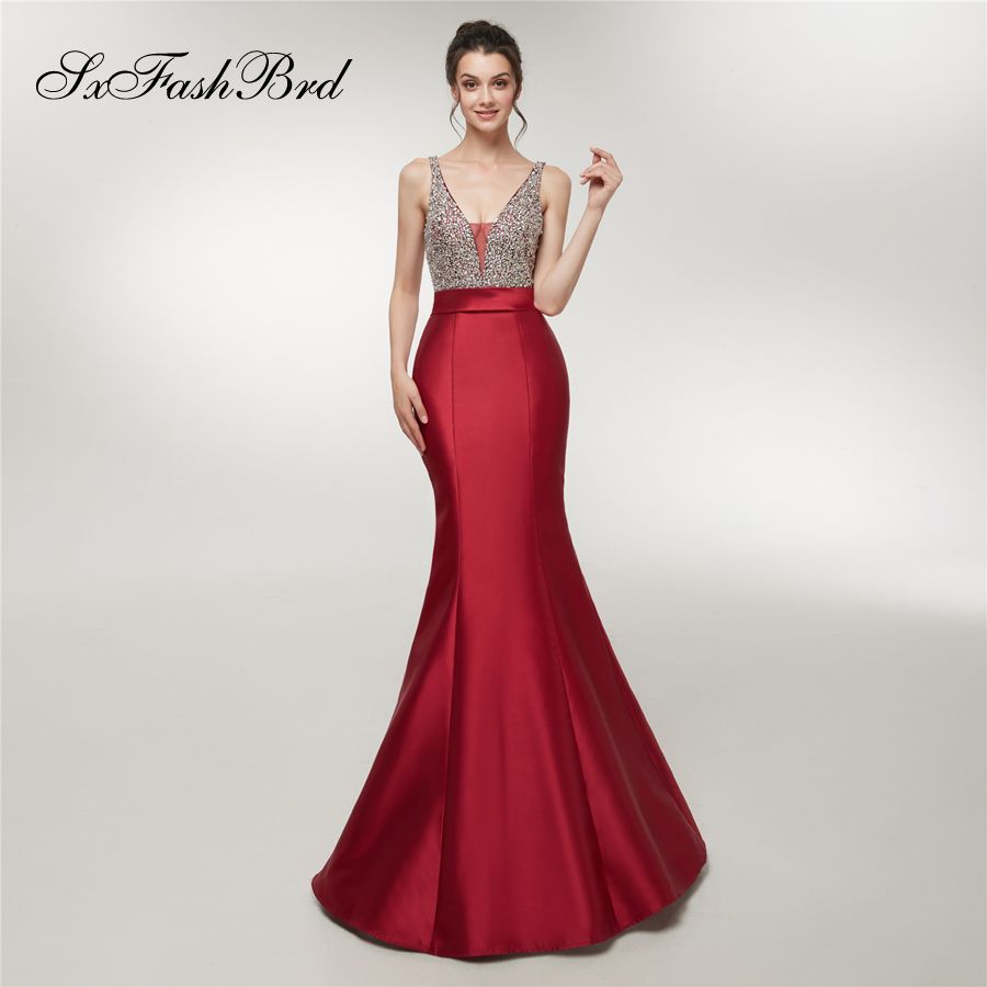 Compra Ocasión Especial Vestido Elegante Cuello En V Con Rebordear Bling  Espalda Abierta Longitud Del Piso Sirena Fiesta Larga Vestidos De Noche  Formales Mujeres Vestido De Fiesta Barato | Entrega Rápida Y