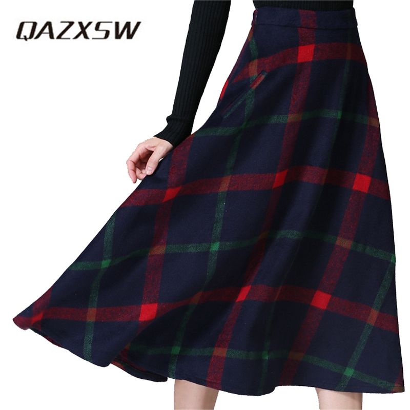 Acquistare Gonna Scozzese QAZXSW Gonna Lunga Scozzese Gonne Di Lana A Righe  Stile British Con Gonnellino Invernale Vintage Gonne In Tartan YC157  Economico | Consegna Veloce E Qualità | It.Dhgate
