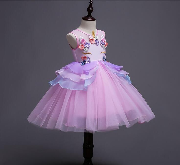 pink and purple flower girl dresses