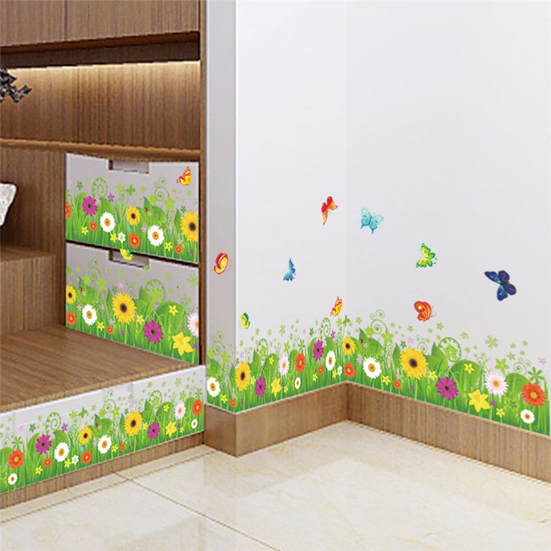 Enchanted Forest Colorful Flower Butterfly Garden Plant Wall Sticker Home Decoration Mural Decal Living Room Bedroom Decor Floral Wall Decals Floral