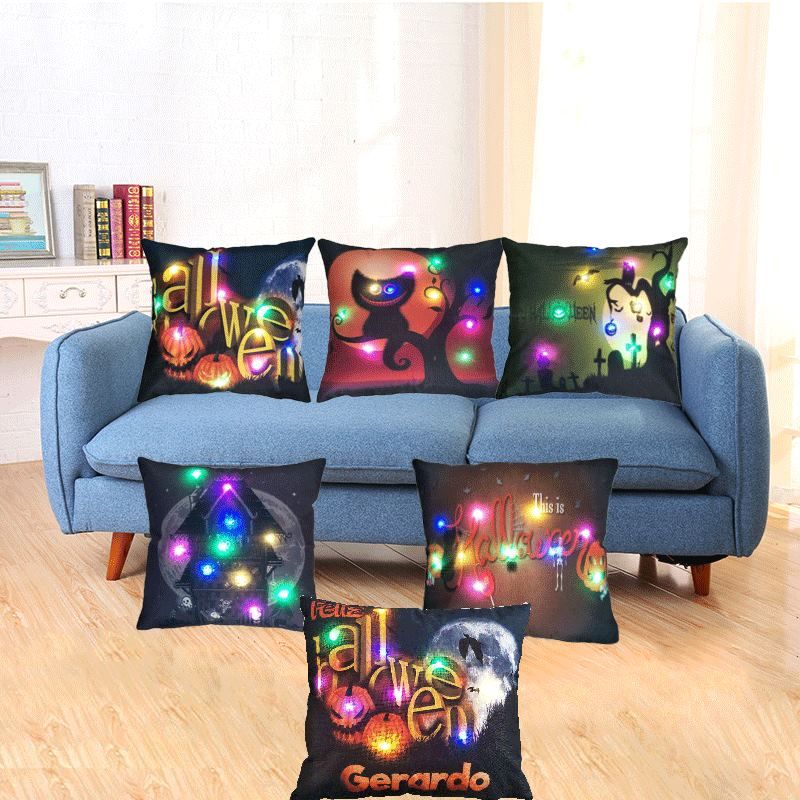 Halloween Led Light Luminous Flashing Pillow Case Led Lights Funny