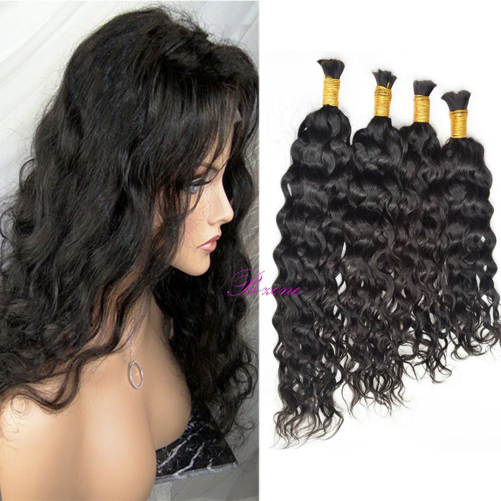 stock human hair bulk water wave 2/3/malaysian brazilian peruvian wet wave  hair no attachment hair for braiding no weft wet and wavy 8 inch brazilian