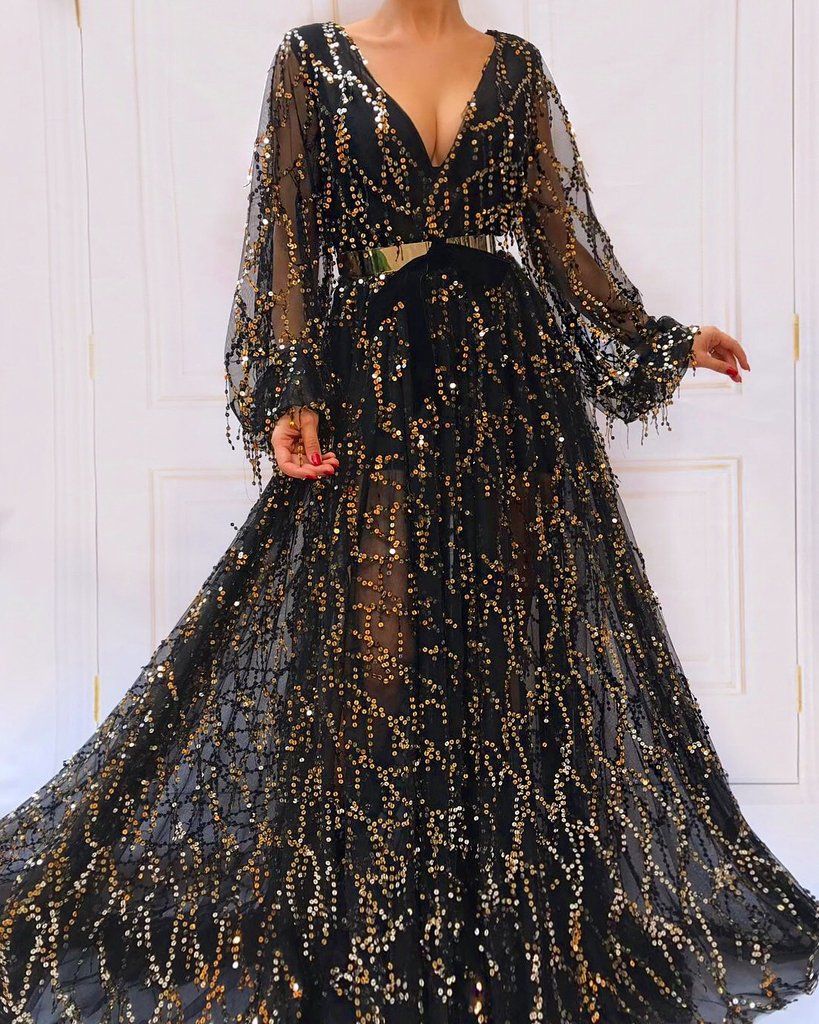 black and golden gown