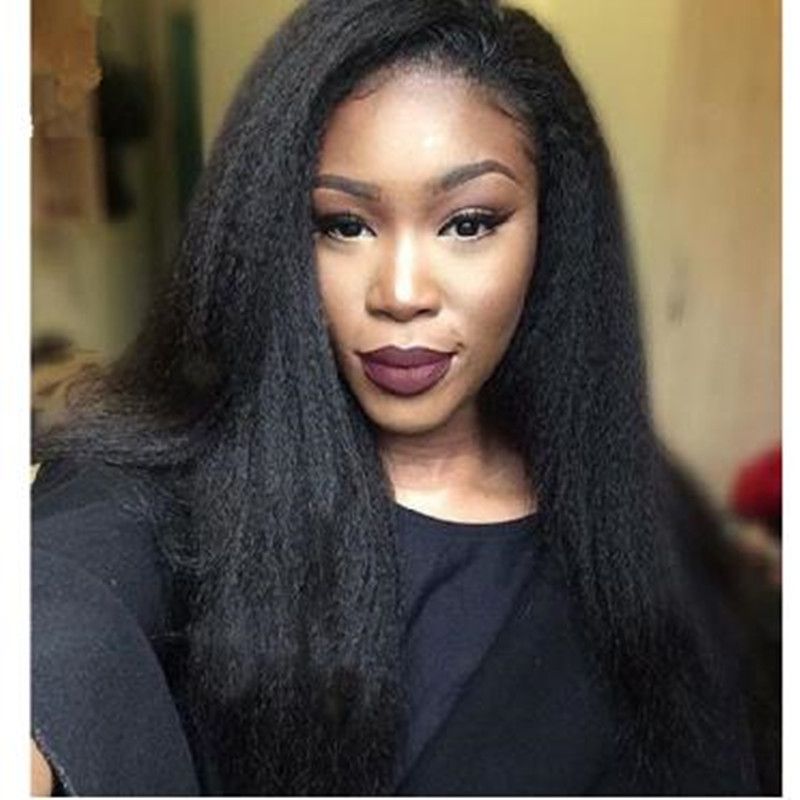 180 Density Kinky Straight Full Lace Wig Silk Top 4.5X5 Malaysian Human