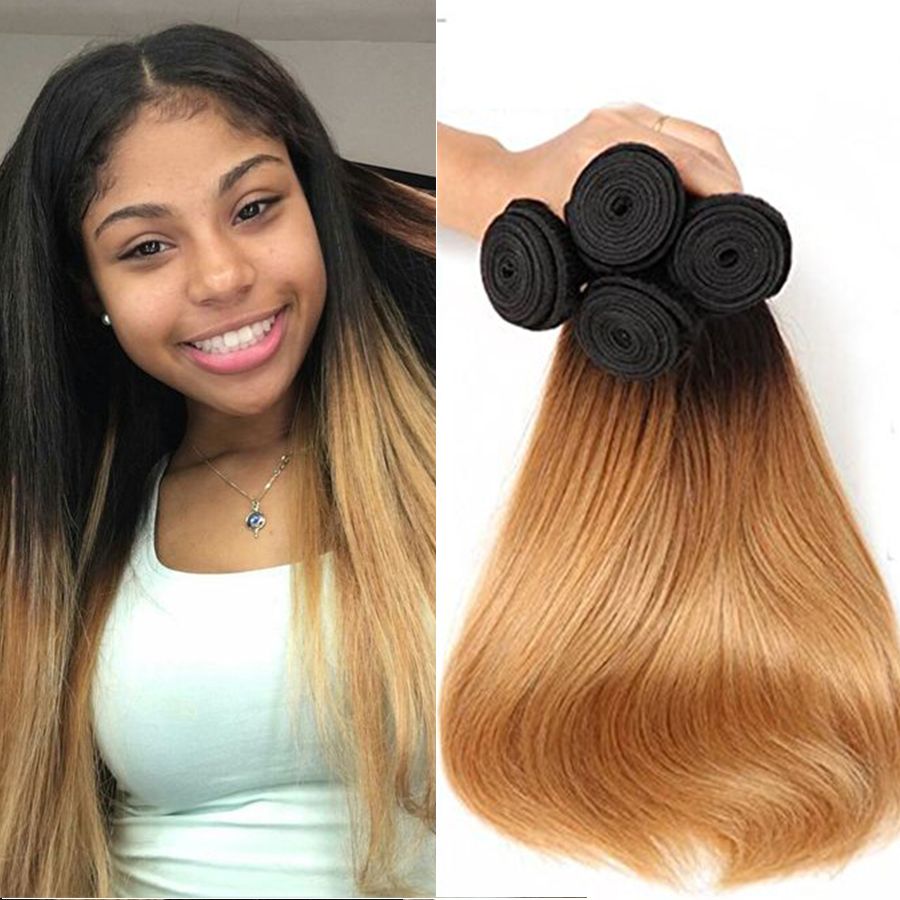 Brazilian Straight Hair Bundles T1b 27 Ombre Human Hair Weaves 8