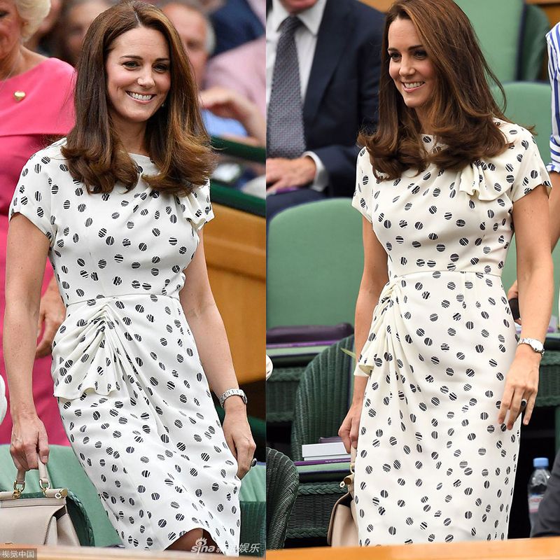 New Kate Middleton Princess Vintage Print Dress Fashion O Neck