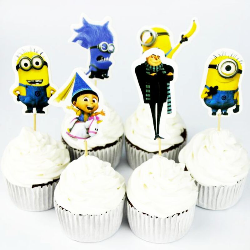 2019 Funny Minions Cupcake Toppers Pick Despicable Me Kids Birthday Party Cake Decoration Baby Shower Favor Cake Decoration From Jinggonghome 39 74