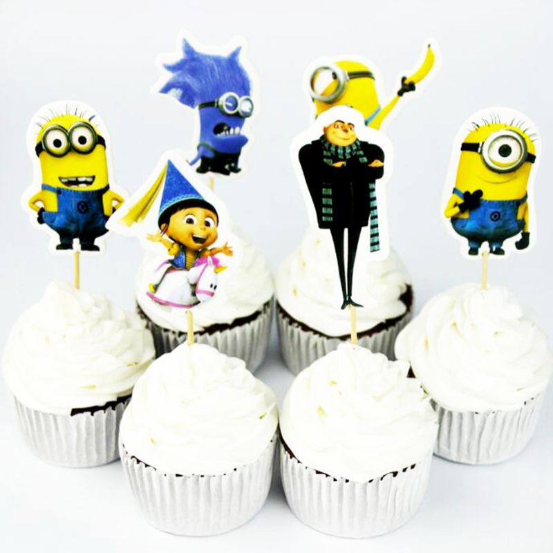 2019 Funny Minions Cupcake Toppers Pick Despicable Me Kids