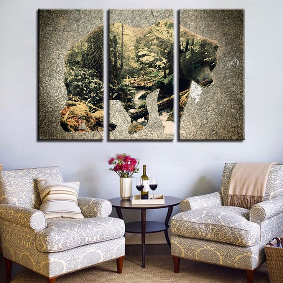 Canvas Prints Pictures Home Decor Frame 3 Pieces The Bear In The Forest Painting For Living Room Tree Silhouette Poster Wall Art 2020 From Cocoart2016 35 27 Dhgate Mobile,Home Office Desk Ideas For Two