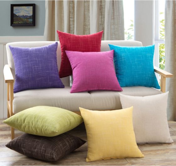 Comfortable Linen Pillowcases Solid Color Nap Pillow Covers Sofa