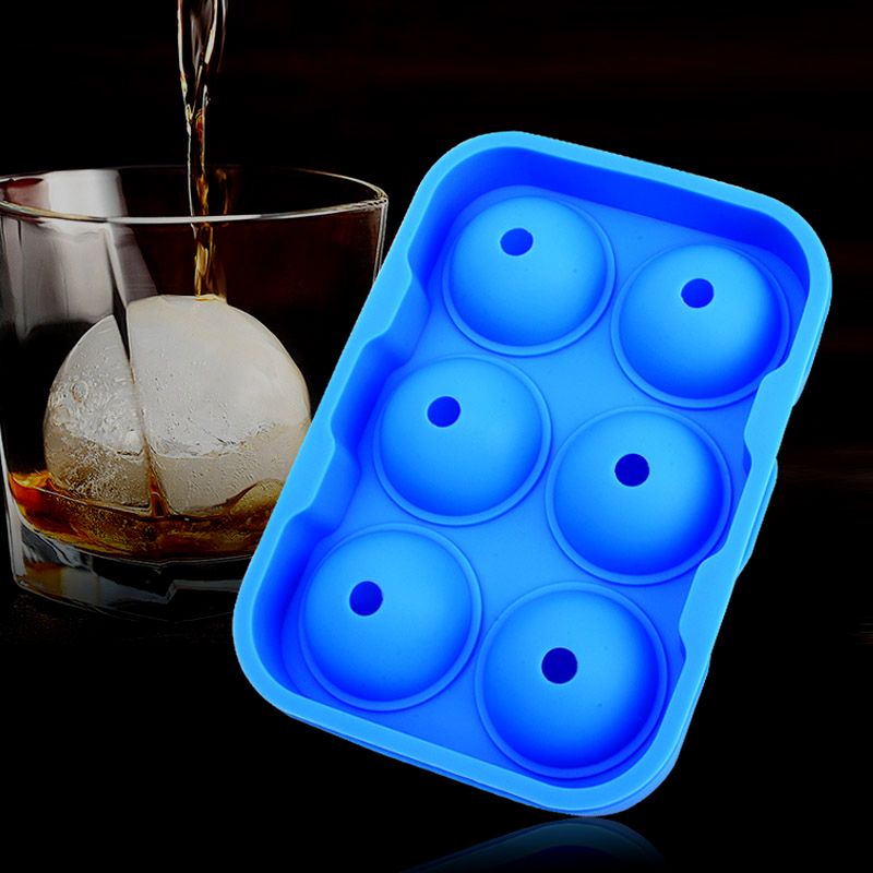 2020 Silicone Ice Cube Tray Large Ice Ball Maker 6 Round Sphere Silicone Ice Tray Mold For