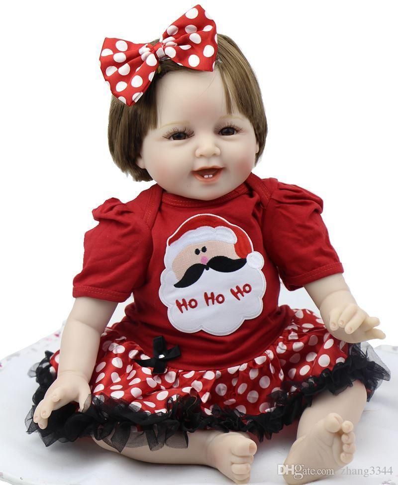 Acheter Pas Cher Souriant 22 Pouce Bebe Reborn Fille Portant Mignonne Robe En Silicone A La Main Bebes Nouveau Ne Enfants Anniversaire Cadeau De Noel Du 68 19 Fr Dhgate