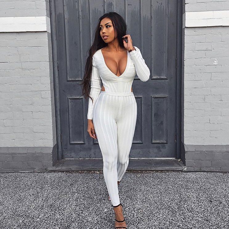 bandage jumpsuit long sleeve
