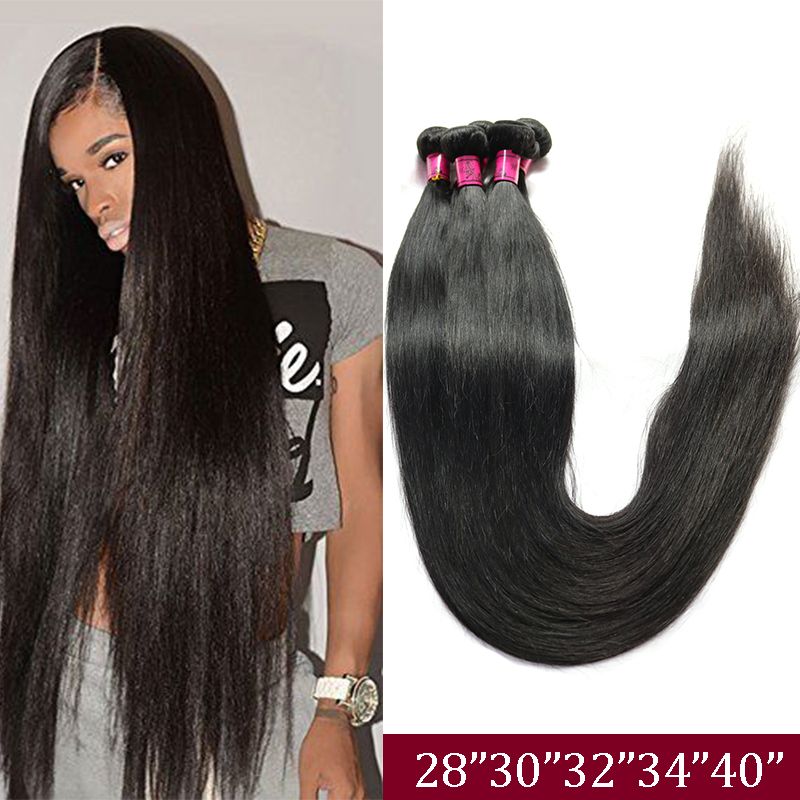 Brazilian Virgin Straight Human Hair Weave Bundles Unprocessed