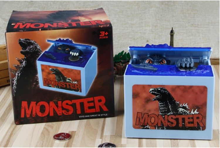 Amyove Moneda de Robo Automática Electrónica Godzilla Caja Novedad Moneda Banco de Dinero Caja de Regalo de Juguete y Decoración para El Hogar para Niños 