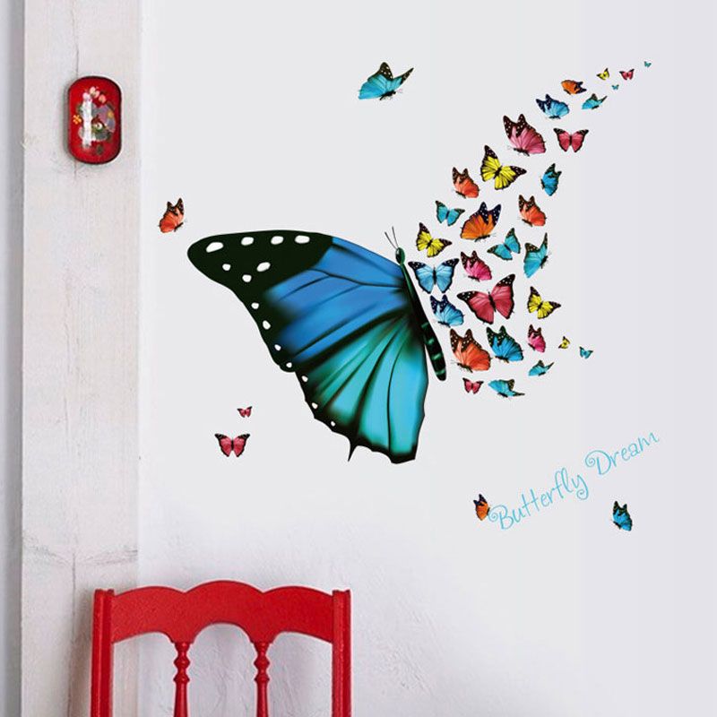 3D BUTTERFLY WALL ART STICKERS SELF-ADHESIVE HOME ROOM DECORATION 10PCS