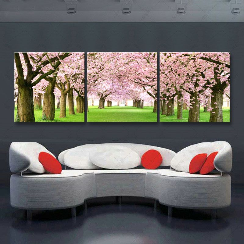 Acheter 3 Pièces Haute Définition Impression Fleurs De Cerisier Toile Peinture à Lhuile Affiche Et Mur Art Salon Photo Yf3 001 De 583 Du Chc1103