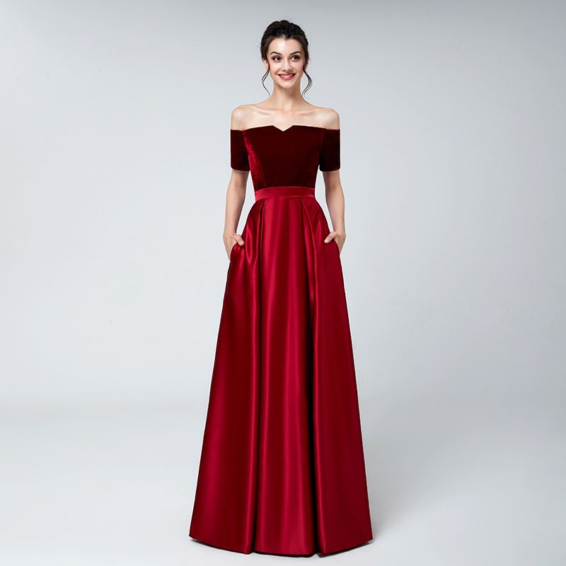 red velvet off the shoulder dress